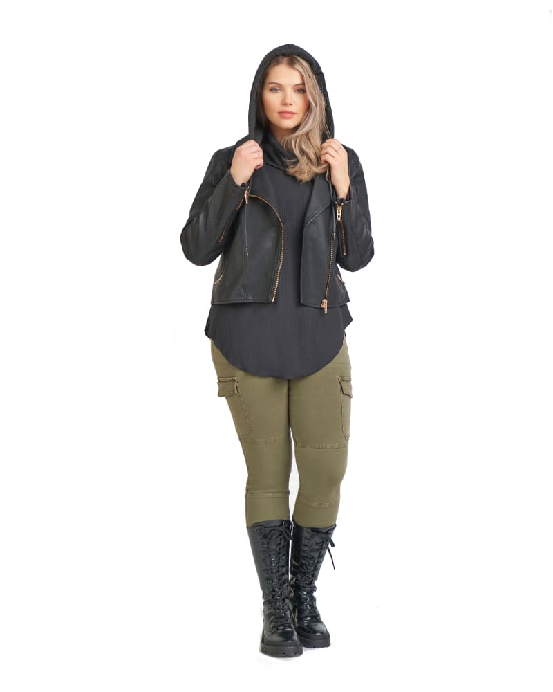 Plus size model wearing Gianna Faux Leather Moto Jacket by Dex Plus | Dia&Co | dia_product_style_image_id:168504